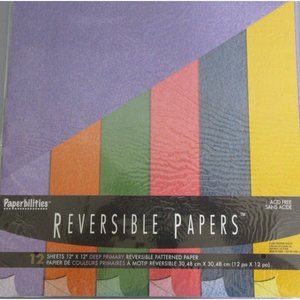 Paperbilities 12x12 Reversible Deep Primary Color Paper 12 Sheets Scrapbook Card